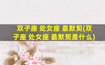 双子座 处女座 最默契(双子座 处女座 最默契是什么)